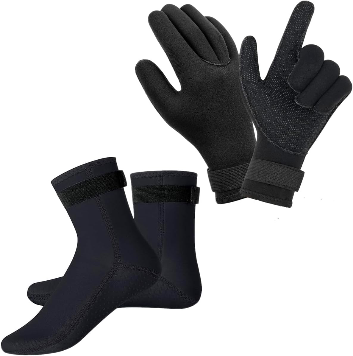 3mm Neoprene Gloves and Socks, 3mm Thermal Diving Gloves and Socks with Adjustable Waist Strap, Flexible Wetsuit Gloves and Sock, for Diving, Surfing, Kayaking Rafting